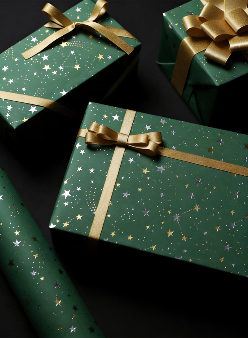 BELANO 5 Sheets Gift Wrapping Paper  Star Pattern, Present Packaging Foil Stamped, Holiday and Birthday Gift Wrap Mixed Colors (70cmX50cm) - Image 4